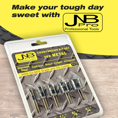 Pro Grade Heavy Duty Countersink Bit Set For Steel With Five Flute 82 Degree M35 Cobalt HSS in packaging