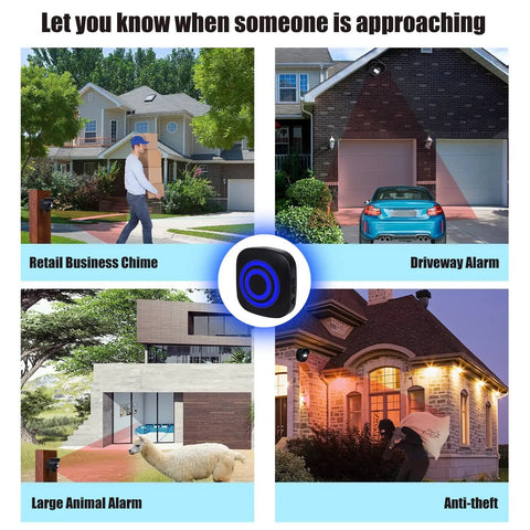 Long Range Wireless Driveway Alarm Kit With 2 Receivers And 3 PIR Motion Detectors, Weatherproof IP65 Outdoor Indoor Security Sensor System