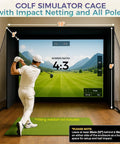 Indoor Golf Simulator Enclosure Kit 10 X 8 Ft With 4K Ready Dual Layer Projection Screen, Safety Netting And Thick Foam Edge