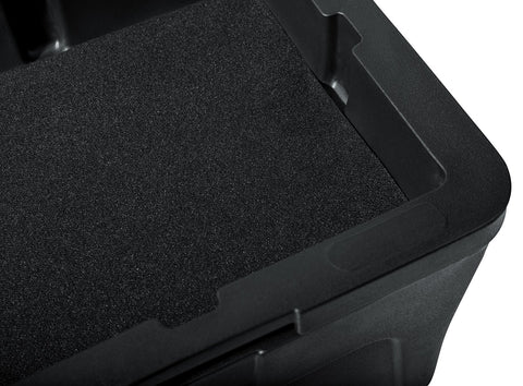 Premium Rotomolded Drum Set Case With Carpet Lined Interior And Removable Tray For Hardware Storage built for durability and protection.
