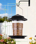 Retractable Outdoor Bird Feeder Set With Metal Hanger No Tools Needed Easy Snap Lock Install Durable Black Finish Weather Resistant Pack Of 2 For Backyard Bird Watching