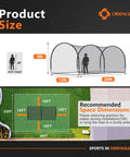 Diagram showing dimensions of Backyard Baseball Batting Cage With Open Ended Net For Easy Access 20Ft Long By 13Ft Wide By 9Ft High