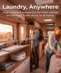Kick Laundry Day To The Curb With This Portable Folding Mini Washer Offering Straight Up Fresh Results In A Sixteen Liter Drum Built For Underwear Socks And Travel Friendly Laundry in a cozy camper setting.