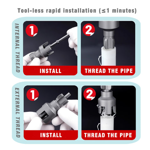 Integrated Internal And External PVC Pipe Threading Tool Kit With Sealant Tape installation steps