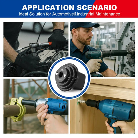 Low Profile Socket Adapters Set For Impact Wrenches And Electric Ratchets, converts 3/8 to 1/2, used in industrial maintenance.