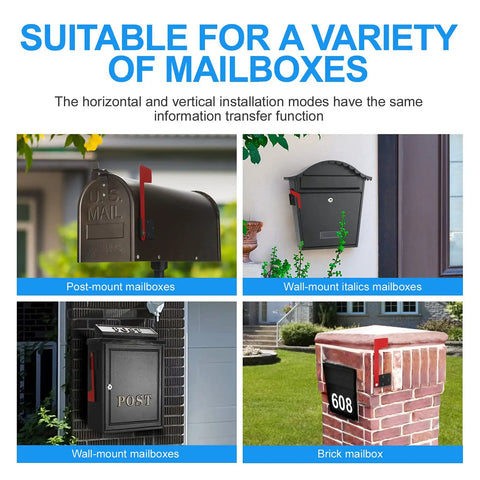 Heavy-Duty Galvanized Mailbox Flag Kit With Sinking-Fixed Design on various mailboxes, including post-mount and brick types.