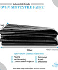 Heavy Duty Geotextile Fabric For Driveway Stabilization And Rock Solid Road Base Reinforcement Woven Polypropylene, 12.5x30 feet.