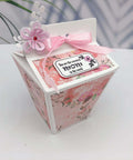 Milk Box Gift Box Die Cut Set for Paper Craft and Scrapbooking, decorated treat box with floral design, pink bow, and mom tag