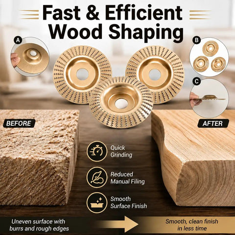 Multi Disc Wood Carving Kit With Tungsten Carbide Wheels And Upper Clamping Plates For Cutting, Shaping, Sanding, Grinding
