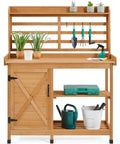 Large Outdoor Potting Bench With Storage Cabinet And Shelf Planting Console For Patio Lawn Garden Pro Grade Fir Wood Workstation
