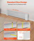 Beefy Heavy Duty 3 Ft Baseboard Heater Cover For Easy Install In Any Bedroom White Steel Front Panel size chart and dimensions