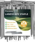 52 Pack 6 Inch Heavy Duty 11 Gauge Landscape Staples With Adjustable Width From 1.26 To 2 Inches, U Shaped design, front view