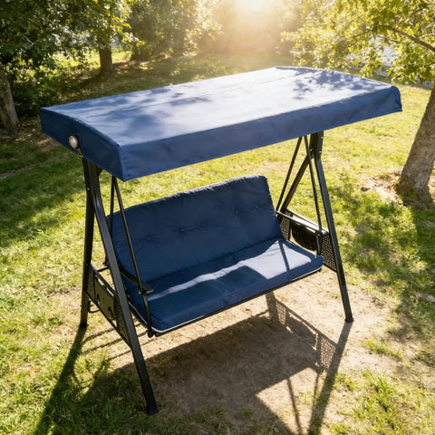 Heavy Duty Waterproof 3 Seat Swing Canopy Replacement For Porch Garden Backyard Bench Swing Navy Weatherproof Shade Top