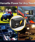 12V 10Ah LiFePO4 Battery With Built In BMS IP67 Waterproof Deep Cycle Over 5000 Cycles For Power Wheels Solar Marine Ride On Toys Fishing Gear And Camping Today powering various devices