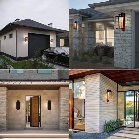 Lit Outdoor Wall Light Fixture Waterproof For Porch Patio Front Door And Garage 15 Inch Exterior Wall Sconce With Clear Glass