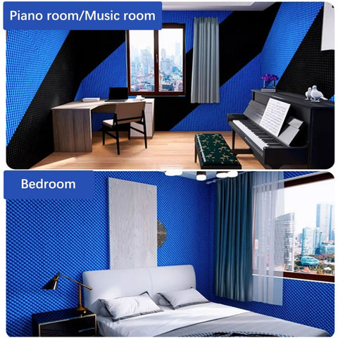Solid Knockout Acoustic Foam Panels For Sound Proofing Walls And Noise Reduction Recording Studio Egg Crate Tiles in music room and bedroom.