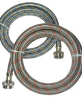 Heavy Duty Stainless Steel Washing Machine Hoses 8 Ft Burst Proof 2 Pack Red And Blue Striped Water Inlet Supply Lines