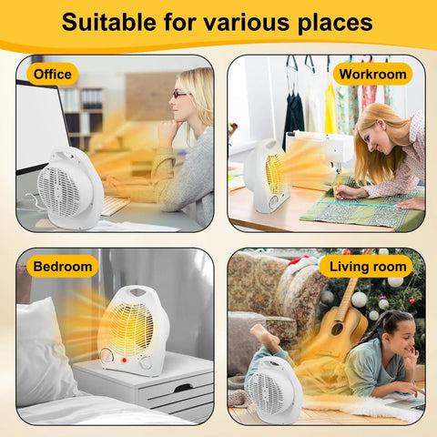 2 Pack 1500W Small Space Heaters, Portable Desk Heaters With Three Modes, Overheat Protection, White Finish, Adjustable Thermostat For Home, Bedroom, Office, Dorm Or Desk Use in various settings