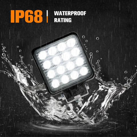 10 Pack 4 Inch LED Light Pods 5600 Lumen IP67 Off Road Work Lights, IP68 waterproof, in splash effect under rain.
