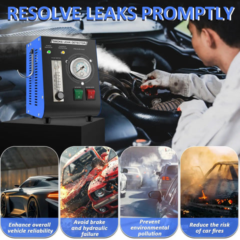 EVAP Smoke Machine Leak Tester With Built In Air Pump And Pressure Gauge Flow Meter Dual Mode Automotive Leak Detector For All 12V Cars And Motorcycles on engine bay