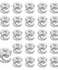 Hardcore Zinc Alloy Cam Lock Fasteners 24 Pack For Cabinets Drawers And Wardrobe Panels Rust Proof Cam Bolt Nut Set top view of fasteners