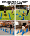 Dog Agility Hurdle Cone Set With Ten Twelve Point Five Inch Cones And Five Thirty One Point Five Inch Rods Height Adjustable Crossbar
