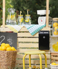 Locking Cash Box With Slot For Donations mounted on farm stand with lemons, weatherproof metal 10.24 by 5.7 by 2.95 inches, black.