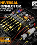 All In One Wire Terminal Crimping Tool Kit With Auto Ratchet And Locking Mechanism for 24 to 14 AWG terminals in a car setup.