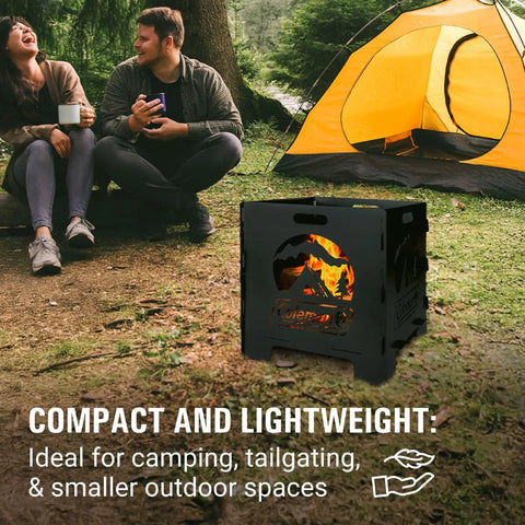 20 Inch Portable Wood Burning Fire Pit Collapsible For Camping And Backyard Use Tailgate Ready Ultra Compact Easy Assembly With Interlocking Design Great For Deck Or Patio Black with campers and tent