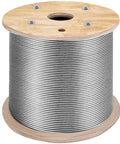 Stainless Steel Cable Rope One Eighth Inch For Railing Systems And DIY Projects, 1000 Ft Roll, T316 Stainless, on wooden spool