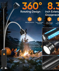Magnetic LED Grill Light For Outdoor Barbecues And Smoker Accessories, Bright Hands Free BBQ Illumination, 2 Pack with 8.3-inch gooseneck