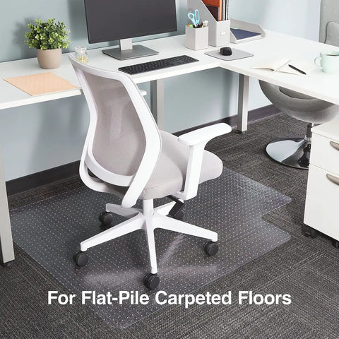 Clear Office Chair Mat With Lip For Flat Pile Carpets Extended Under Desk Coverage 53 By 45 Inches in office setting