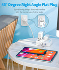 Flat Plug Power Strip With 3 Outlets And 3 USB Ports, 4 Ft Desk Charging Station for dorm room charging phones and tablets.