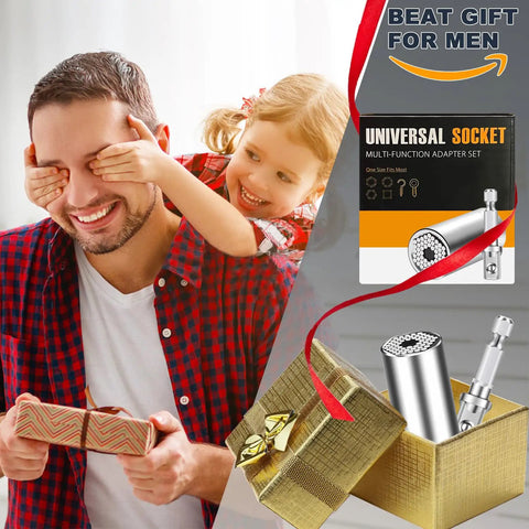 Self Adjusting Universal Socket Tool Set With Power Drill Adapter 7 To 19 mm Grip Socket Kit for Quick Fixes in gift box