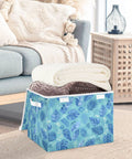 Sturdy Collapsible Storage Bin With Flip Top Lid And Easy Grip Handles For Bedroom Organization 300d Oxford Fabric Foldable Closet Box With Secure Velcro Closure, holding rolled blankets.