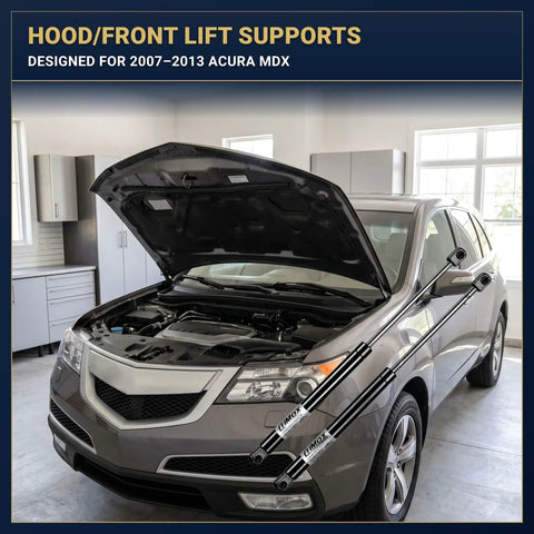 Beefed Up Front Hood Lift Supports For MDX 2007 2013 Front Struts Easy Bolt On Install Meets OEM Specs hood open car view