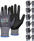 MicroFoam Nitrile Coated Work Gloves With Micro Dots For Superior Grip In Dry, Wet, And Light Oil Conditions, Gray, Size M, 12 Pairs