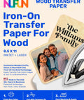Packaging of Wood Craft Iron On Transfer Paper For DIY Projects Five Sheets Eight And A Half By Eleven Inches Long Lasting Durable