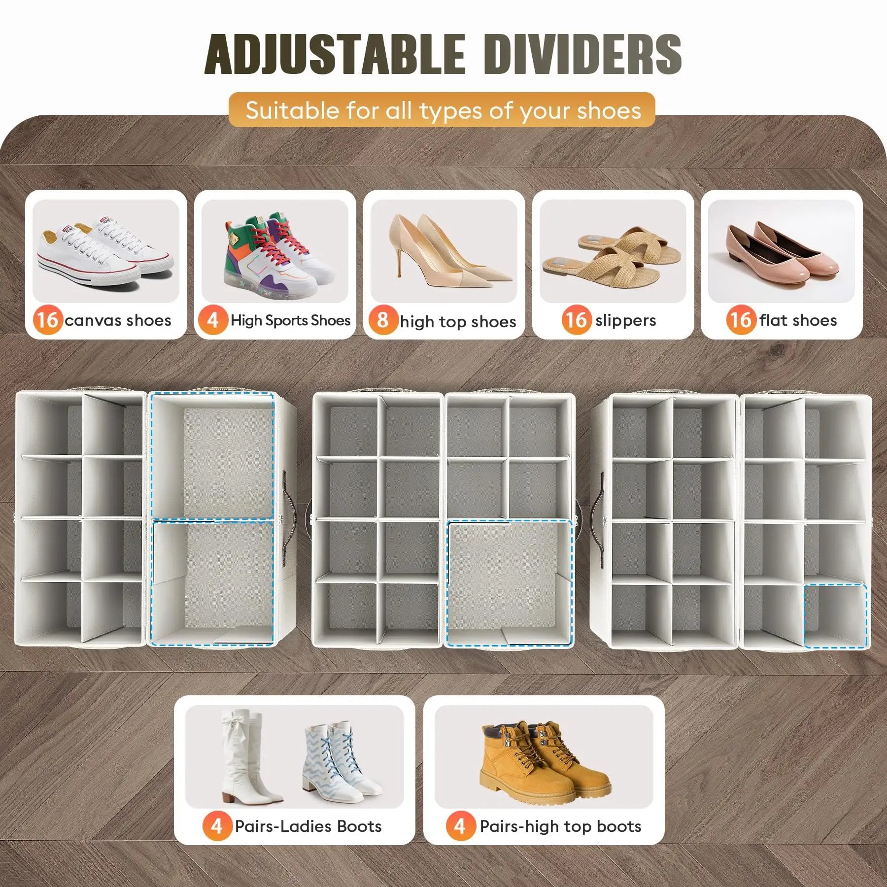 マルチシェルボックス 中&小サイズ 2個セット Two Pack Clear Shoe Organizer for Closet With Foldable ✓