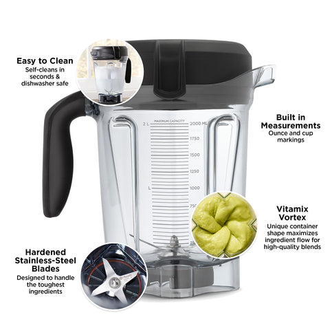64 Oz Low Profile Blender Container Clear BPA Free Eastman Tritan Copolyester 4 Inch Blade Diameter G Series Compatible With 5300