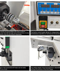 Detailed view of 3-In-1 Vertical And Horizontal Drilling Machine For Cabinet Hinges And Connector Holes with control panel and drill bits