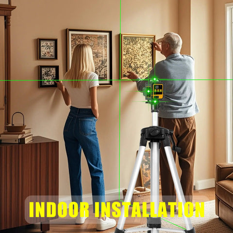 16 Lines Self Leveling Laser Level With LCD Power Display 4x360 Degree in use for picture hanging indoors, tripod setup