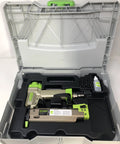 Heavy Hitter 21 Gauge Pin And Brad Nailer Up To 35mm in storage case with air blower, designed for easy transportation.