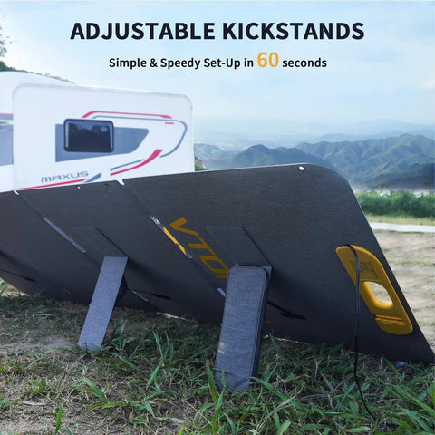 Heavy Hitter Portable Power Station With 400W Solar Panel, adjustable kickstands for easy setup in off-grid settings.