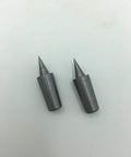 Two precision tips from the Heavy Duty MT2 Morse Taper Live Center And Drive Set For Wood Lathes on white background.