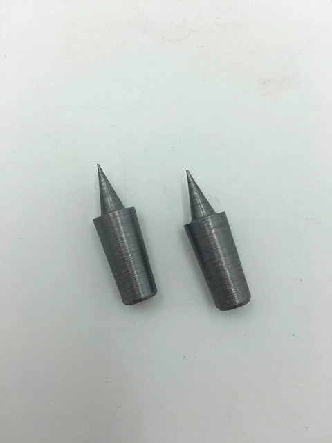 Two precision tips from the Heavy Duty MT2 Morse Taper Live Center And Drive Set For Wood Lathes on white background.