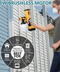 User demonstrates Upgrade Your Home Renovation Game With This Knockout High Speed Cordless Paint Sprayer on a fence.