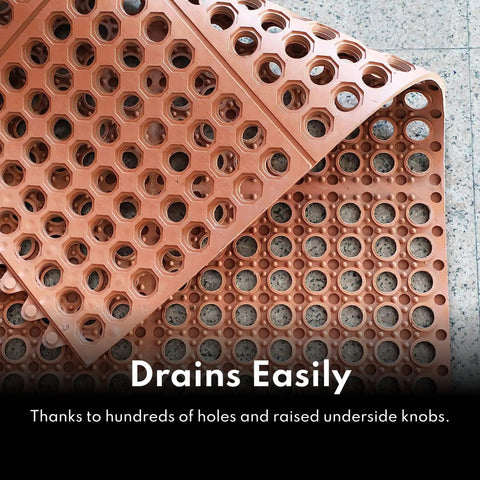 Anti Fatigue Rubber Floor Mat For Workstations And Assembly Lines 36 By 60 Inches Red Commercial Grade With Drainage Holes