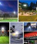 JUDYSSY Led Flood Light Ac100-265V Outdoor Floodlight Spotlight Ip65 Waterproof illuminating various outdoor settings at night.