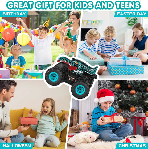 All Terrain Dinosaur Monster Truck RC Car With 2.4Ghz Remote, Music, 3 Lighting Modes, 360 Stunt Capable, Dual Batteries with kids
